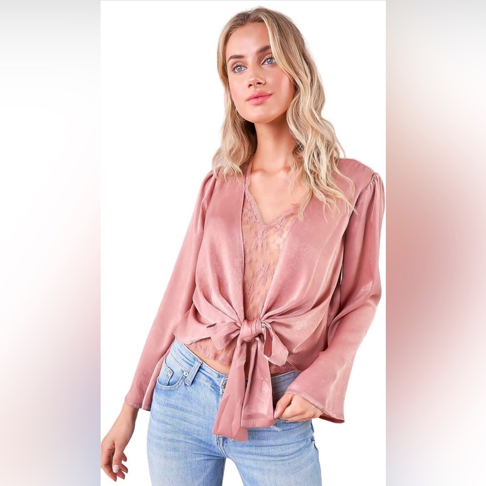 Sugarlips Pink Tie-Front Blouse